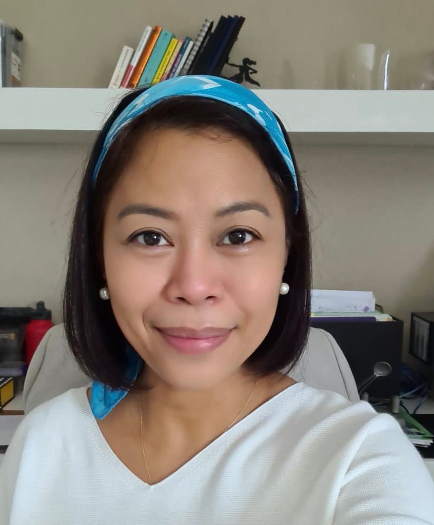 My lovely friend in the Philippines wearing her new silk scarf.