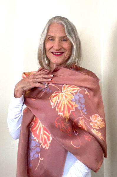 Handmade Silk grapevine scarf - SOLD