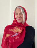 Handmade Silk/wool blend grapevine scarf
