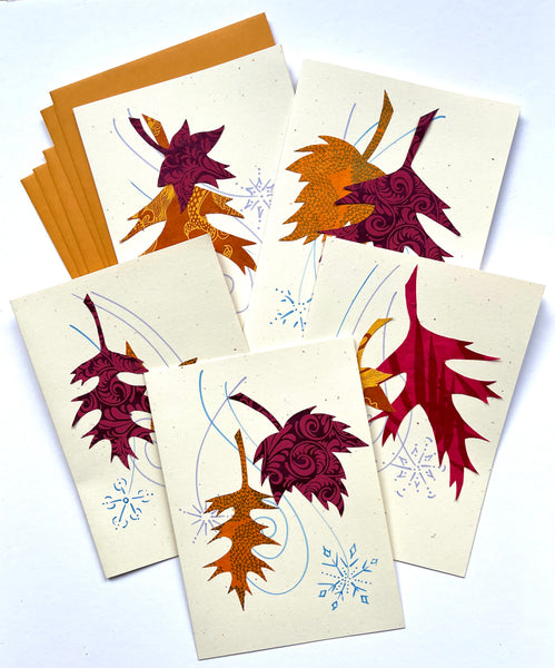 5-set Autumn Leaf cards