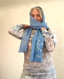 Batik snowflake crepe wool scarf (3-tone)